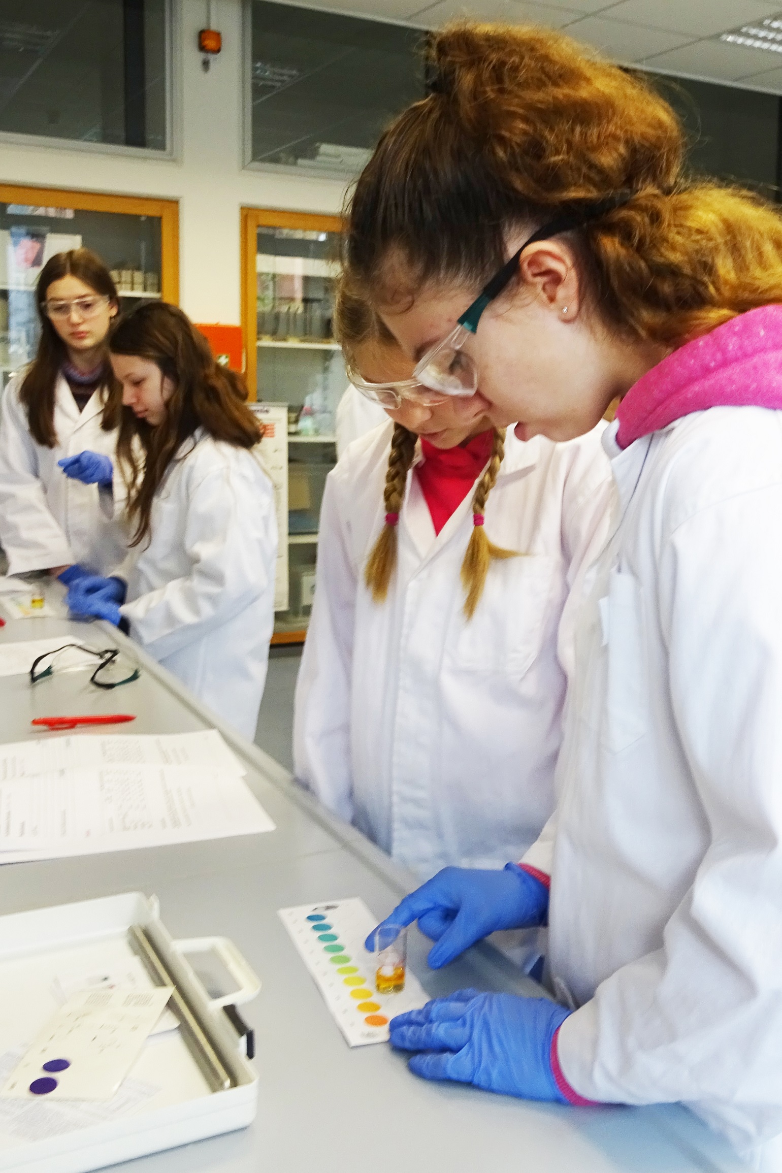 Mädchen führten am Studienort Oldenburg bauchemische Experimente durch. Foto: Jade HS