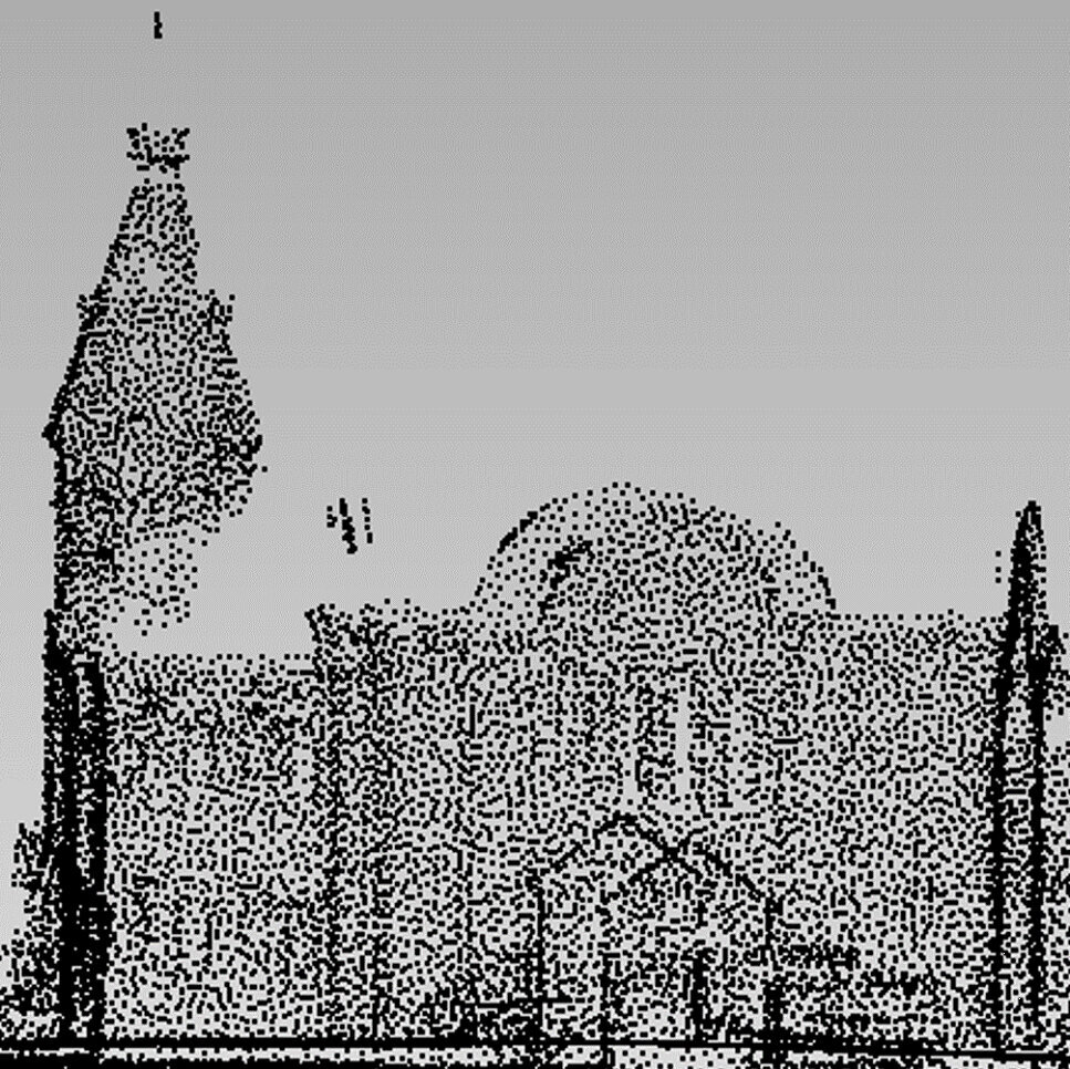 Punktwolke einer zerstörten Kirche