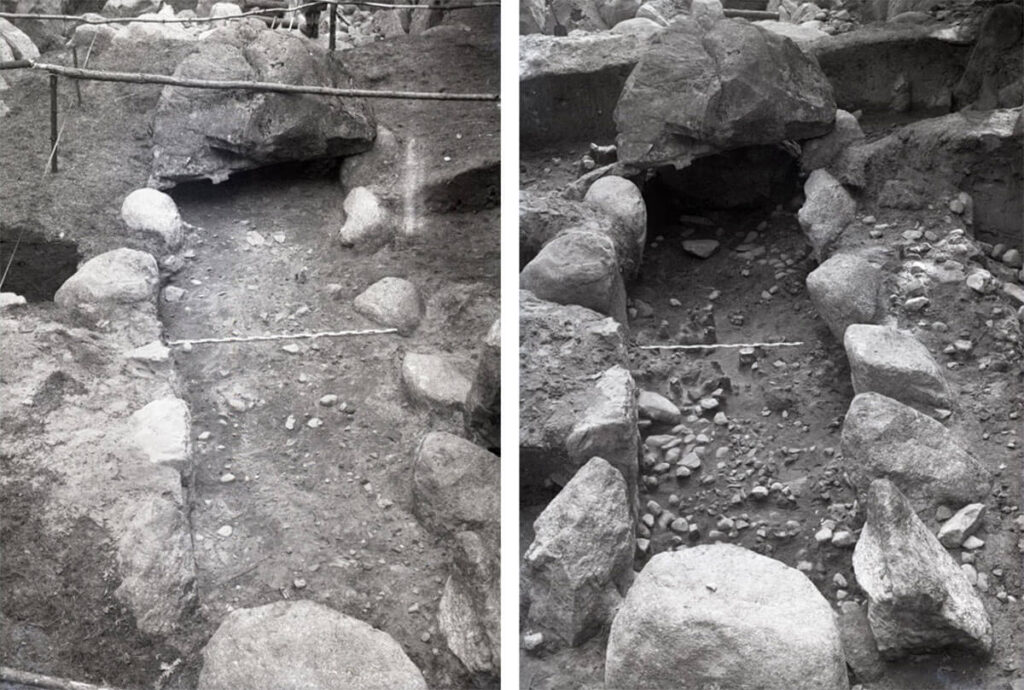 Diese historischen Fotos aus den 1930er Jahren zeigen Fortschritte der damaligen Ausgrabung derselben Grabkammer.
